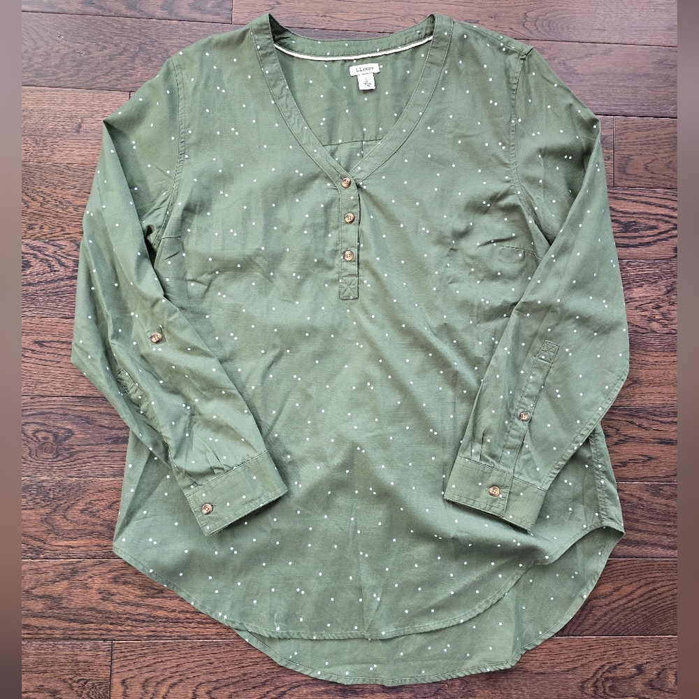 LL Bean women's pullover polka dot blouse